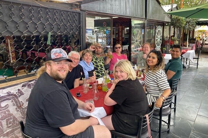 The group at the five-course lunch on the restaurant terrace